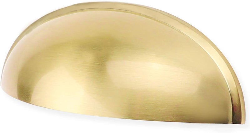 goldenwarm 12 Pack 3 in Light Brass Bin Cup Pulls Brushed Gold Cabinet Pulls Gold Cup Drawer Dresser Hardware Closet Door Pulls - Image 1